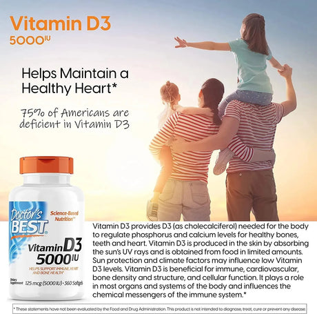 DOCTOR'S BEST - Doctor's Best Vitamin D3 5000IU 360 Capsulas - The Red Vitamin MX - Suplementos Alimenticios - {{ shop.shopifyCountryName }}
