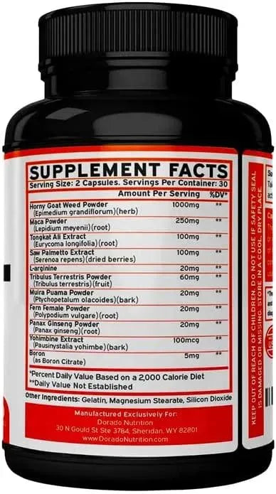 DORADO NUTRITION - Dorado Nutrition Horny Goat Weed For Men and Women 60 Capsulas - The Red Vitamin MX - Suplementos Alimenticios - {{ shop.shopifyCountryName }}