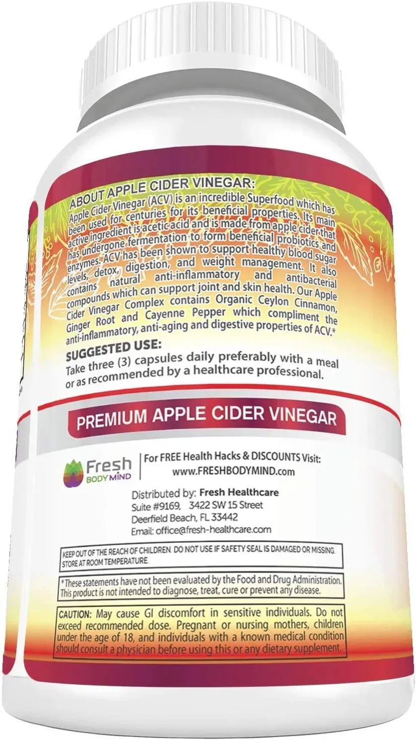 FRESH HEALTHCARE - FRESH HEALTHCARE Premium Apple Cider Vinegar 120 Capsulas - The Red Vitamin MX - Suplementos Alimenticios - {{ shop.shopifyCountryName }}