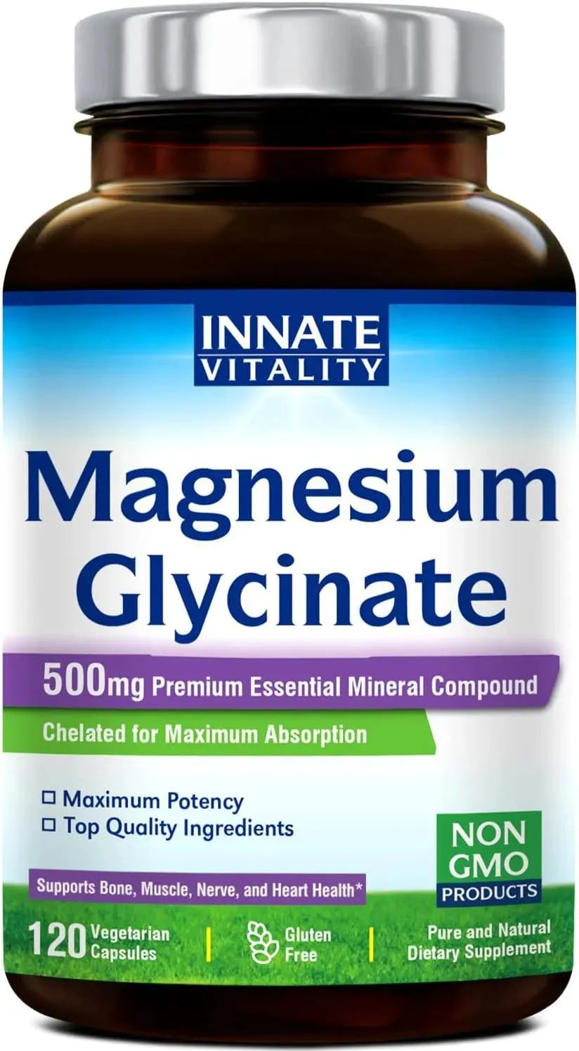 INNATE VITALITY - Innate Vitality Magnesium Glycinate Chelated for Maximum Absorption 500Mg. 120 Capsulas - The Red Vitamin MX - Suplementos Alimenticios - {{ shop.shopifyCountryName }}