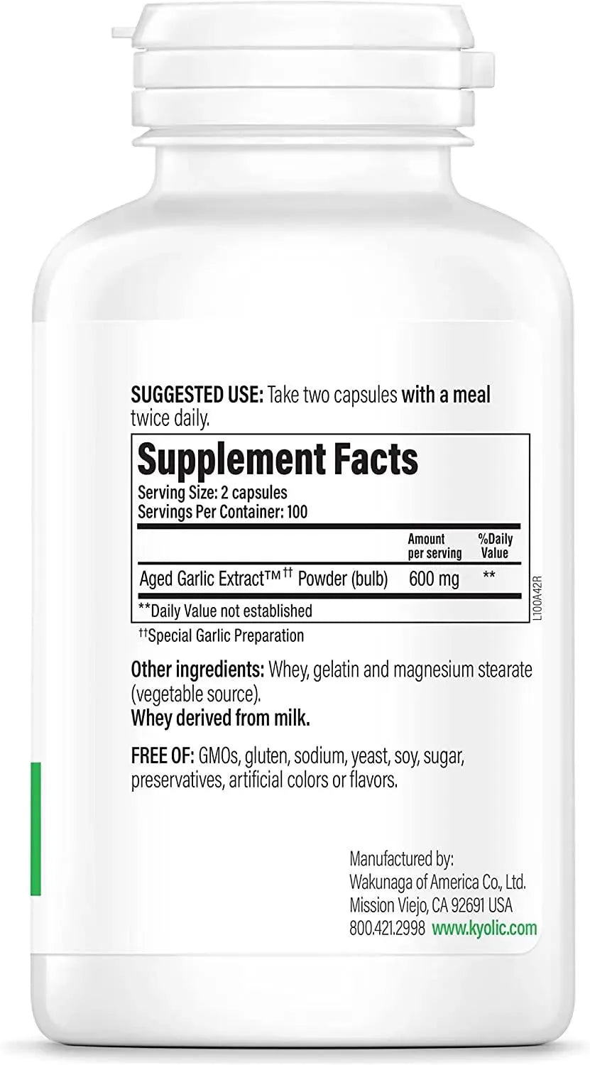 KYOLIC - Kyolic Aged Garlic Extract Formula 100 Original Cardiovascular 200 Capsulas - The Red Vitamin MX - Suplementos Alimenticios - {{ shop.shopifyCountryName }}