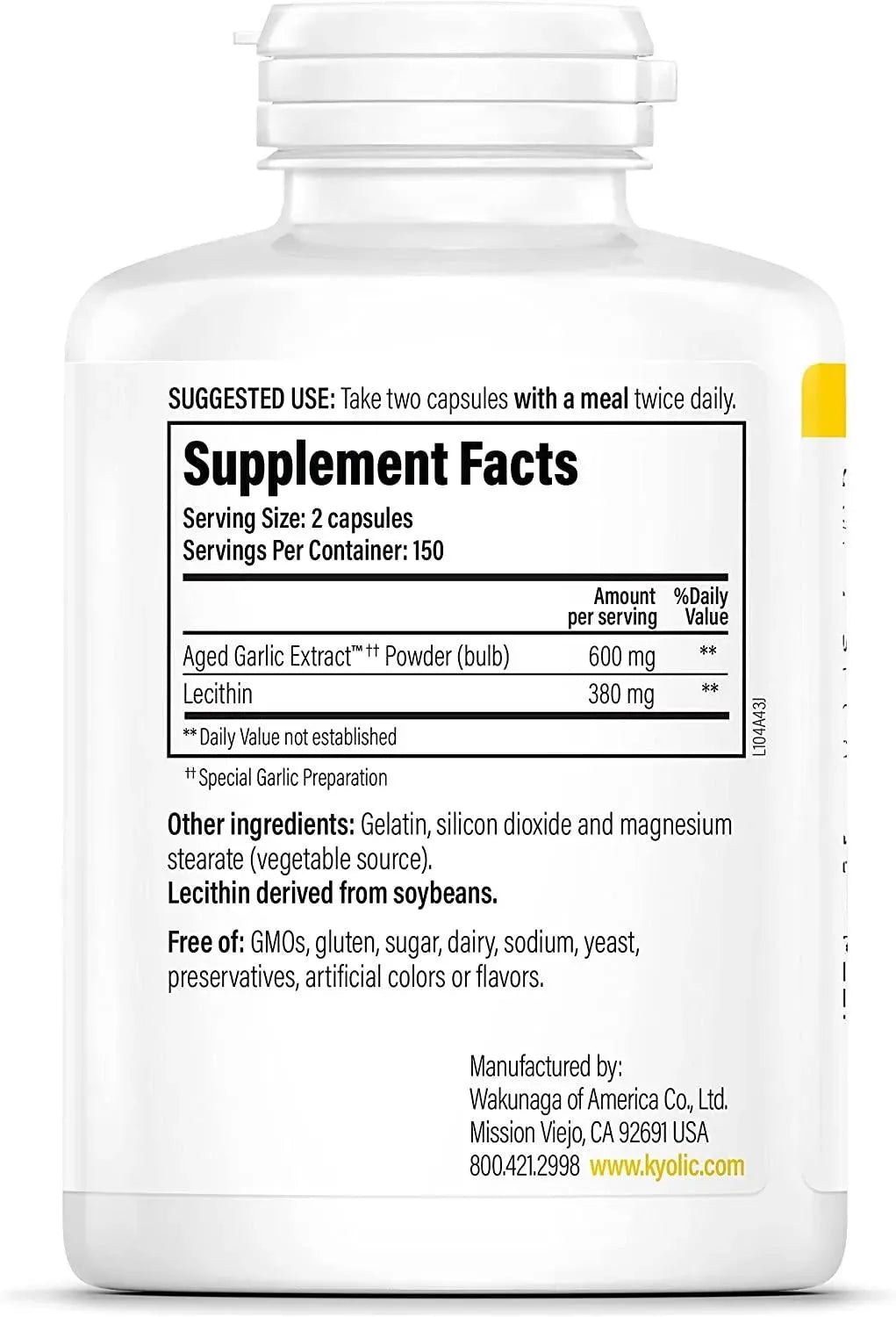 KYOLIC - Kyolic Garlic Formula 104 300 Capsulas - The Red Vitamin MX - Suplementos Alimenticios - {{ shop.shopifyCountryName }}