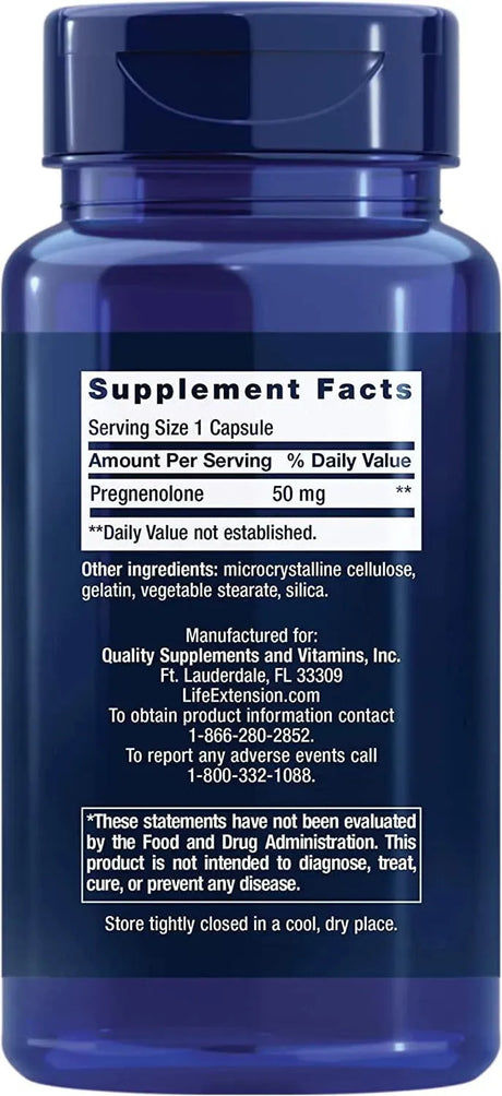 LIFE EXTENSION - Life Extension Pregnenolone 50Mg. 100 Capsulas - The Red Vitamin MX - Suplementos Alimenticios - {{ shop.shopifyCountryName }}