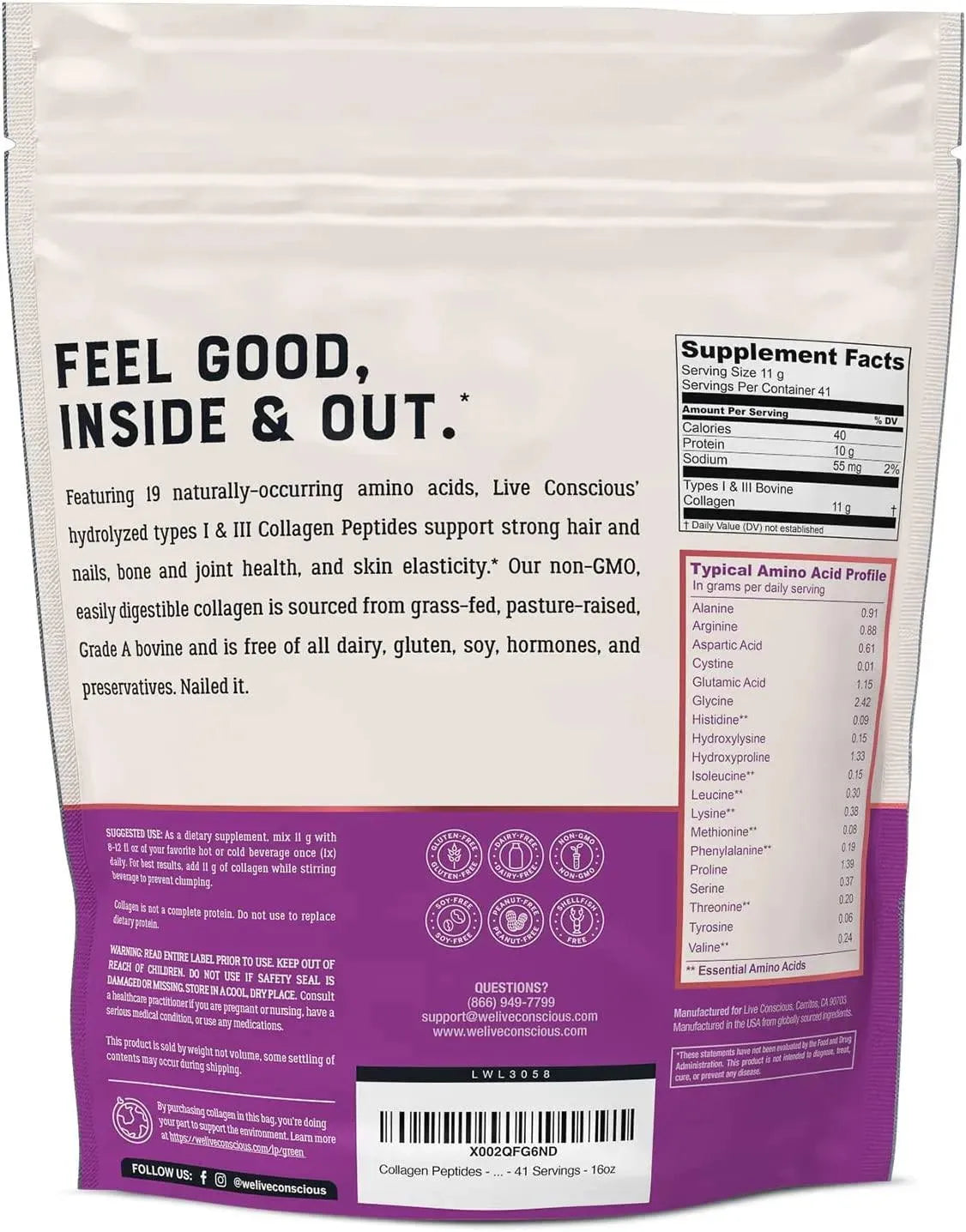 LIVE CONSCIOUS - Live Conscious Collagen Peptides Powder 16Oz. - The Red Vitamin MX - Suplementos Alimenticios - {{ shop.shopifyCountryName }}