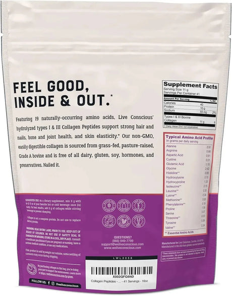 LIVE CONSCIOUS - Live Conscious Collagen Peptides Powder 16Oz. - The Red Vitamin MX - Suplementos Alimenticios - {{ shop.shopifyCountryName }}