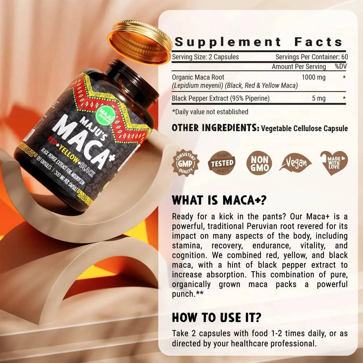 MAJU SUPERFOODS - Maju Superfoods Maca 500Mg. 120 Capsulas - The Red Vitamin MX - Suplementos Alimenticios - {{ shop.shopifyCountryName }}