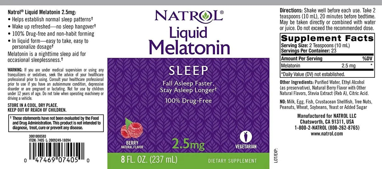 NATROL - Natrol Liquid Melatonin 2.5Mg. Berry 237Ml. - The Red Vitamin MX - Suplementos Alimenticios - {{ shop.shopifyCountryName }}