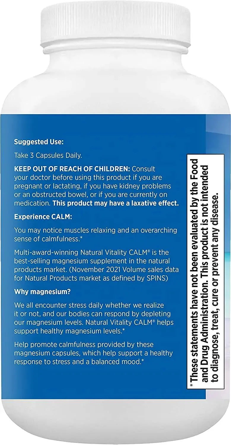 NATURAL VITALITY - Natural Vitality Calm Magnesium Glycinate 180 Capsulas - The Red Vitamin MX - Suplementos Alimenticios - {{ shop.shopifyCountryName }}