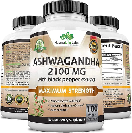 NATURALIFE LABS - NaturaLife Labs Ashwagandha 2100Mg. 100 Capsulas - The Red Vitamin MX - Suplementos Alimenticios - {{ shop.shopifyCountryName }}