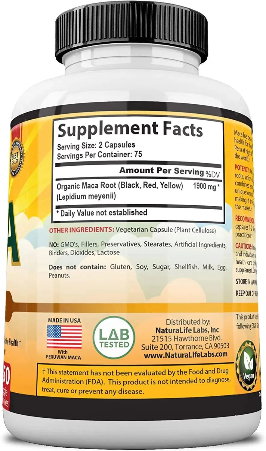 NATURALIFE LABS - Naturalife Labs Maca 1900Mg. 150 Capsulas - The Red Vitamin MX - Suplementos Alimenticios - {{ shop.shopifyCountryName }}
