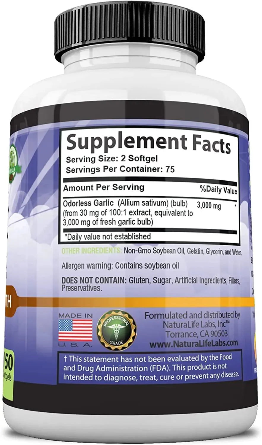 NATURALIFE LABS - NaturaLife Labs Odorless Garlic 3000Mg. 150 Capsulas Blandas - The Red Vitamin MX - Suplementos Alimenticios - {{ shop.shopifyCountryName }}