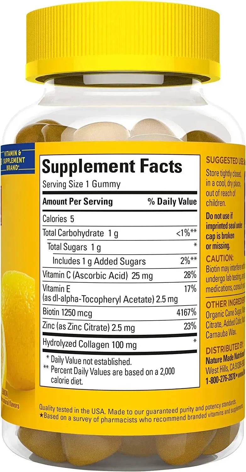 NATURE MADE - Nature Made Collagen Gummies with Vitamin C Zinc and Biotin 60 Gomitas - The Red Vitamin MX - Suplementos Alimenticios - {{ shop.shopifyCountryName }}