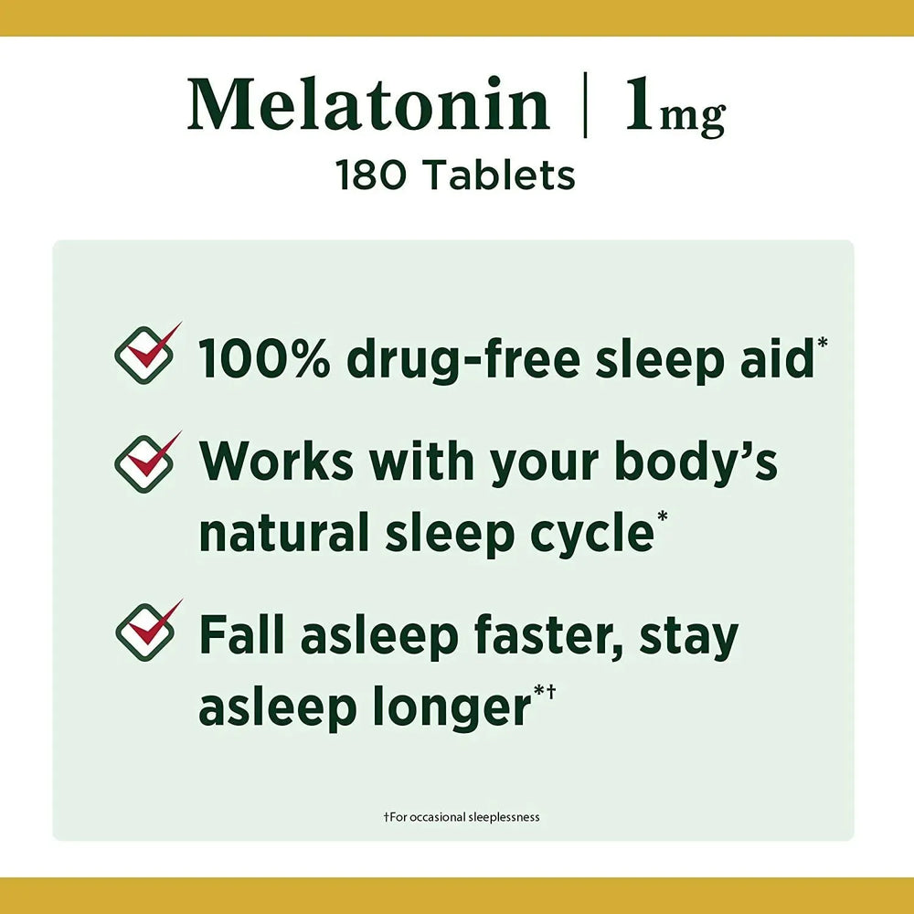 NATURE'S BOUNTY - Nature's Bounty Melatonin 1Mg. 180 Tabletas - The Red Vitamin MX - Suplementos Alimenticios - {{ shop.shopifyCountryName }}
