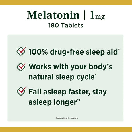 NATURE'S BOUNTY - Nature's Bounty Melatonin 1Mg. 180 Tabletas - The Red Vitamin MX - Suplementos Alimenticios - {{ shop.shopifyCountryName }}