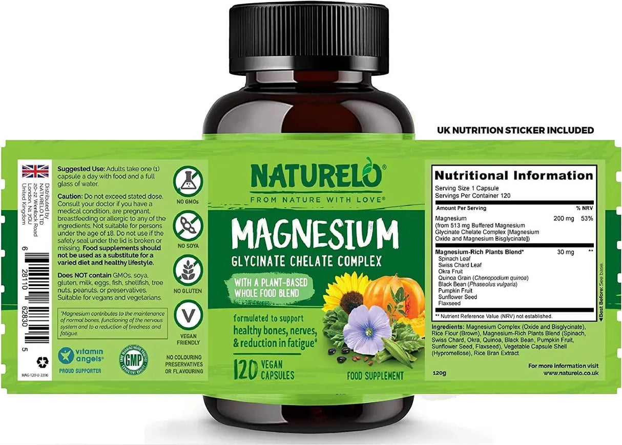 NATURELO - NATURELO Magnesium Glycinate Chelate 200Mg. 120 Capsulas - The Red Vitamin MX - Suplementos Alimenticios - {{ shop.shopifyCountryName }}