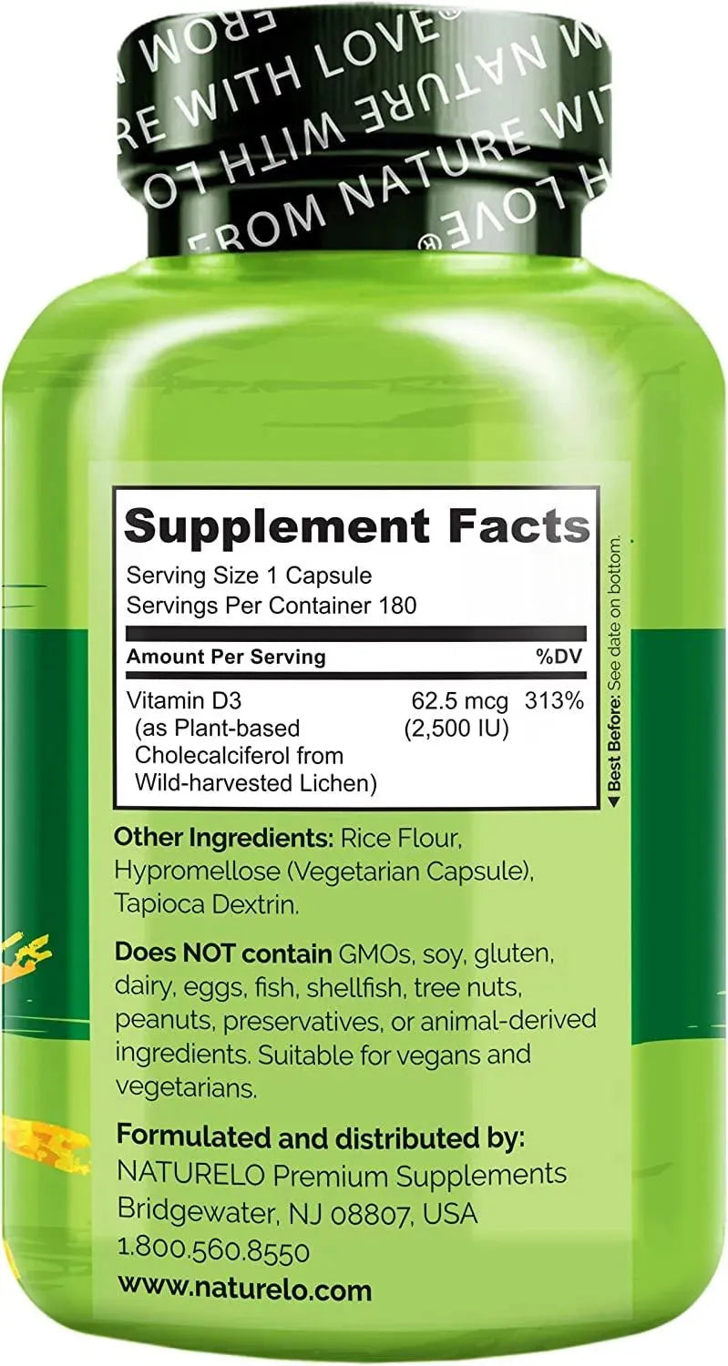 NATURELO - NATURELO Vitamin D3 2,500IU 180 Capsulas - The Red Vitamin MX - Suplementos Alimenticios - {{ shop.shopifyCountryName }}