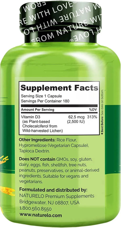 NATURELO - NATURELO Vitamin D3 2,500IU 180 Capsulas - The Red Vitamin MX - Suplementos Alimenticios - {{ shop.shopifyCountryName }}