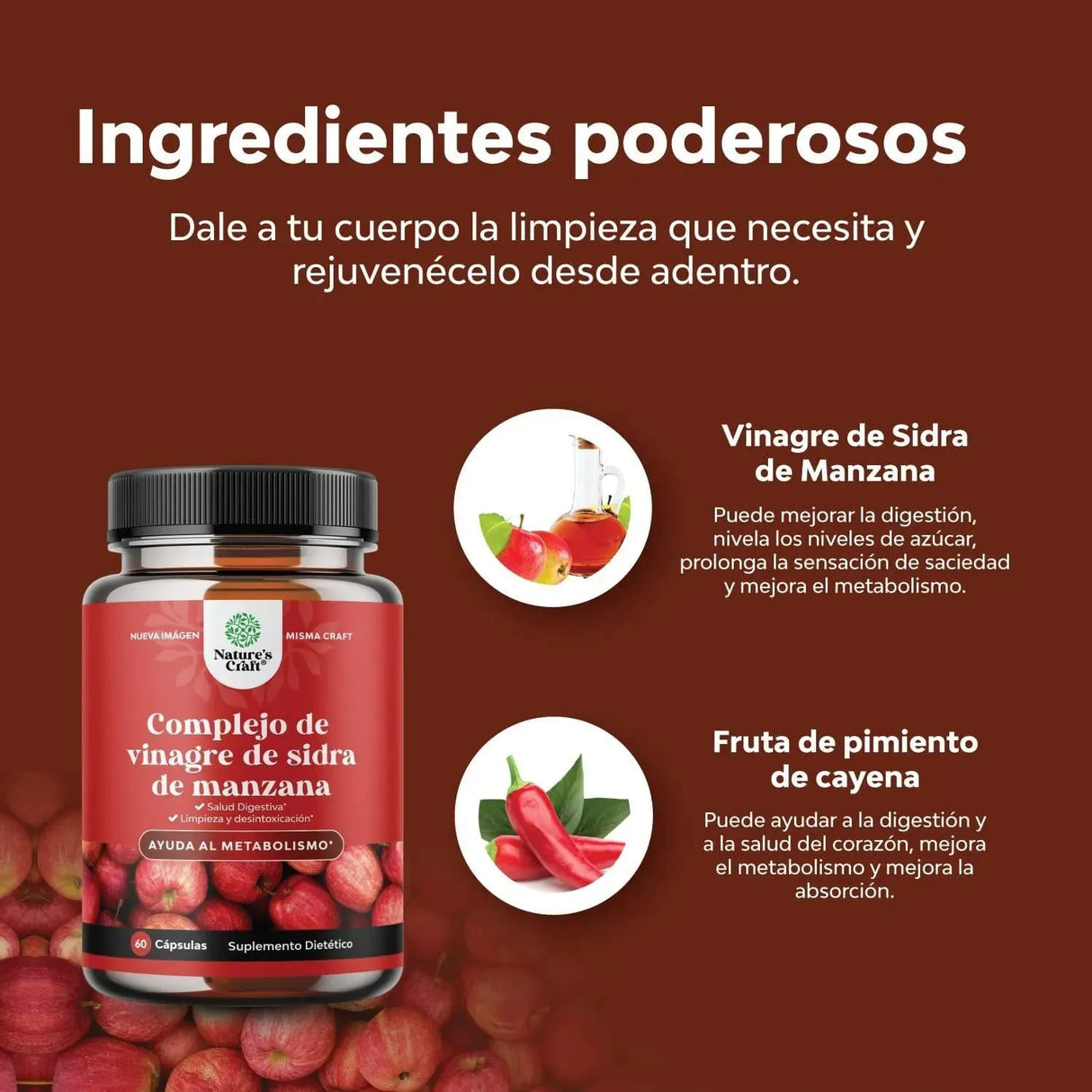 NATURES CRAFT - Natures Craft Apple Cider Vinegar Complex 60 Capsulas - The Red Vitamin MX - Suplementos Alimenticios - {{ shop.shopifyCountryName }}