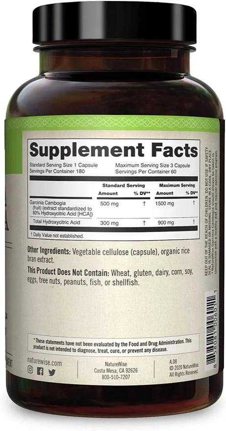 NATUREWISE - Naturewise Garcinia Cambogia 180 Capsulas - The Red Vitamin MX - Suplementos Alimenticios - {{ shop.shopifyCountryName }}