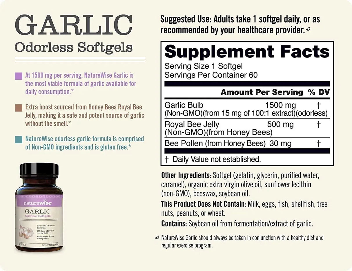 NATUREWISE - Naturewise Garlic Odorless 1500Mg. 60 Capsulas Blandas - The Red Vitamin MX - Suplementos Alimenticios - {{ shop.shopifyCountryName }}