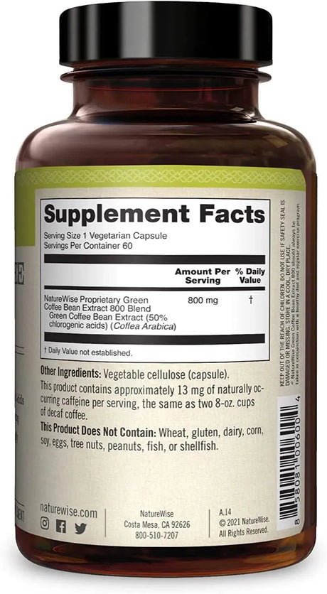 NATUREWISE - Naturewise Green Coffee Bean 800Mg. 60 Capsulas - The Red Vitamin MX - Suplementos Alimenticios - {{ shop.shopifyCountryName }}