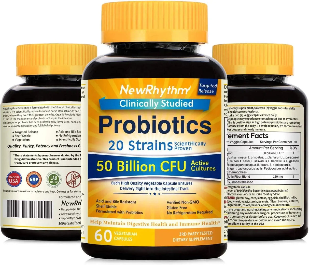 NEWRHYTHM - NewRhythm Probiotics 50 Billion CFU 20 Strains 60 Capsulas - The Red Vitamin MX - Suplementos Alimenticios - {{ shop.shopifyCountryName }}