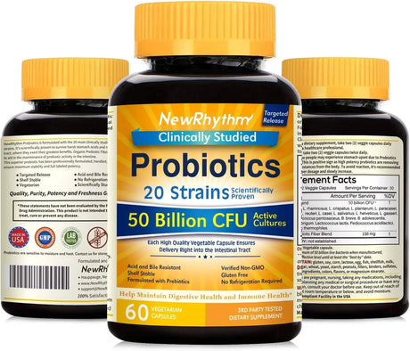 NEWRHYTHM - NewRhythm Probiotics 50 Billion CFU 20 Strains 60 Capsulas - The Red Vitamin MX - Suplementos Alimenticios - {{ shop.shopifyCountryName }}