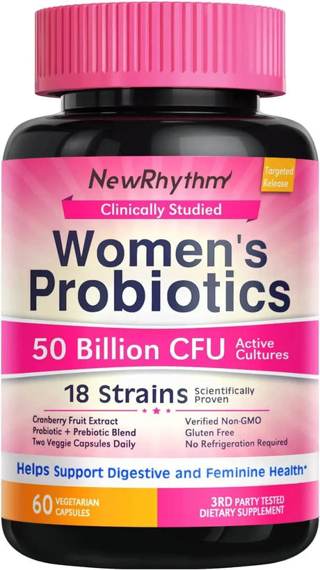 NEWRHYTHM - NewRhythm Women's Probiotics 50 Billion CFU 18 Strains 60 Capsulas - The Red Vitamin MX - Suplementos Alimenticios - {{ shop.shopifyCountryName }}