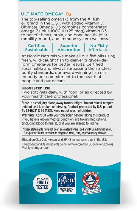 NORDIC NATURALS - Nordic Naturals Ultimate Omega-D3 120 Capsulas Blandas - The Red Vitamin MX - Suplementos Alimenticios - {{ shop.shopifyCountryName }}