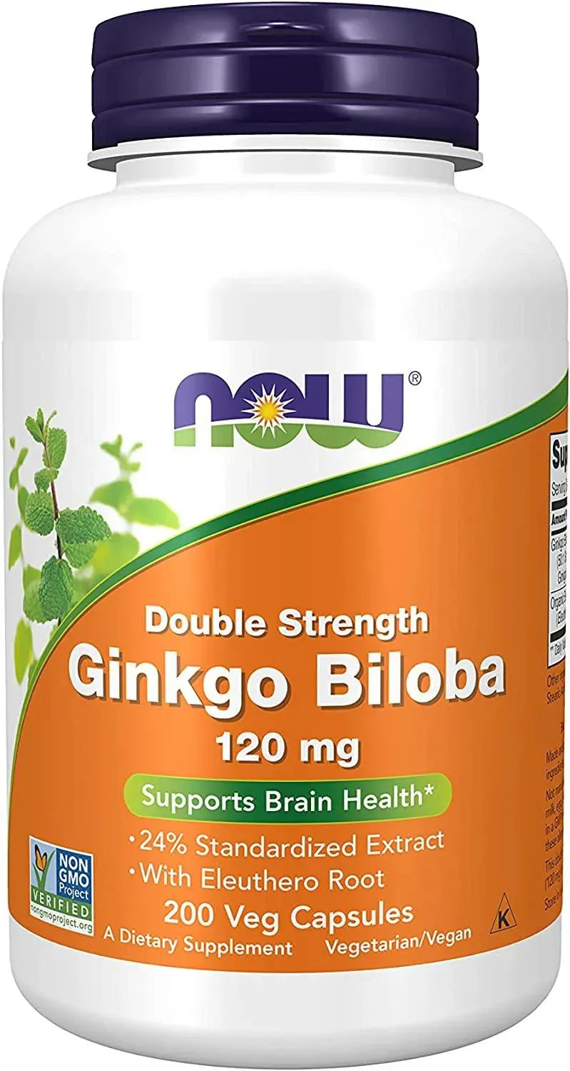 NOW SUPPLEMENTS - NOW Supplements Ginkgo Biloba 120Mg. Double Strength 200 Capsulas - The Red Vitamin MX - Suplementos Alimenticios - {{ shop.shopifyCountryName }}
