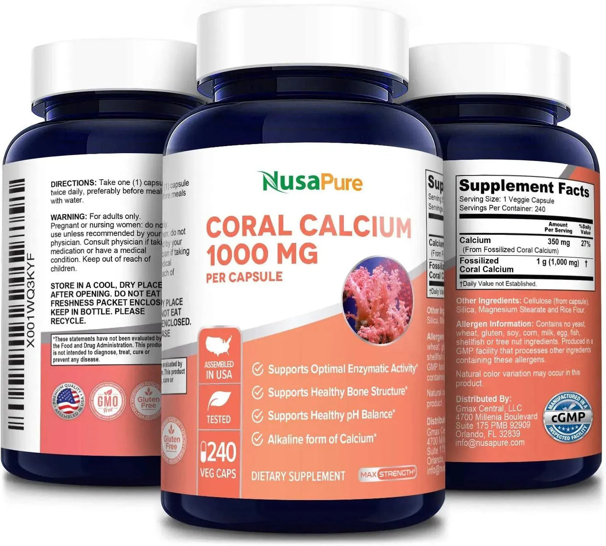 NUSAPURE - Nusapure Coral Calcium 1000Mg. 240 Capsulas - The Red Vitamin MX - Suplementos Alimenticios - {{ shop.shopifyCountryName }}