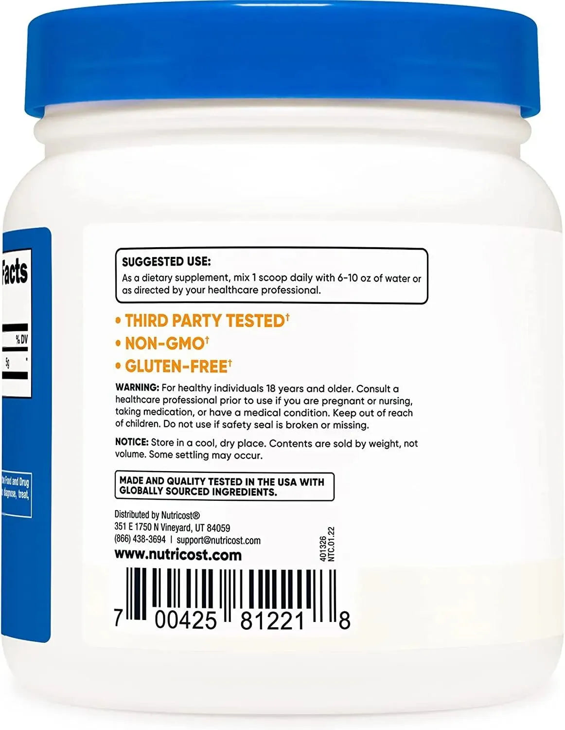 NUTRICOST - Nutricost L-Glutamine Powder Unflavored 500G. - The Red Vitamin MX - Suplementos Alimenticios - {{ shop.shopifyCountryName }}