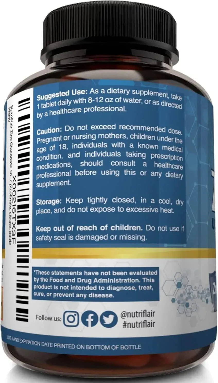 NUTRIFLAIR - NutriFlair Zinc Gluconate 50Mg. 100 Tabletas - The Red Vitamin MX - Suplementos Alimenticios - {{ shop.shopifyCountryName }}