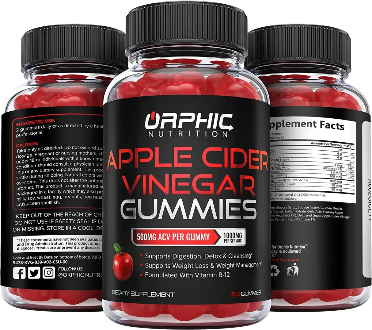 ORPHIC NUTRITION - ORPHIC NUTRITION Apple Cider Vinegar Gummies 60 Gomitas - The Red Vitamin MX - Suplementos Alimenticios - {{ shop.shopifyCountryName }}