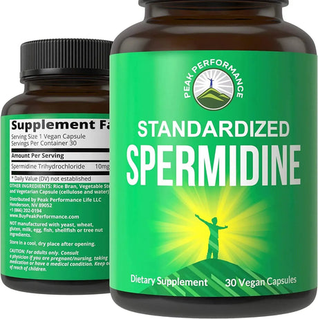 PEAK PERFORMANCE - Peak Performance Spermidine Supplement Ultra High Strength Standardized to 99% Spermidine Trihydrochloride 30 Capsulas - The Red Vitamin MX - Suplementos Alimenticios - {{ shop.shopifyCountryName }}
