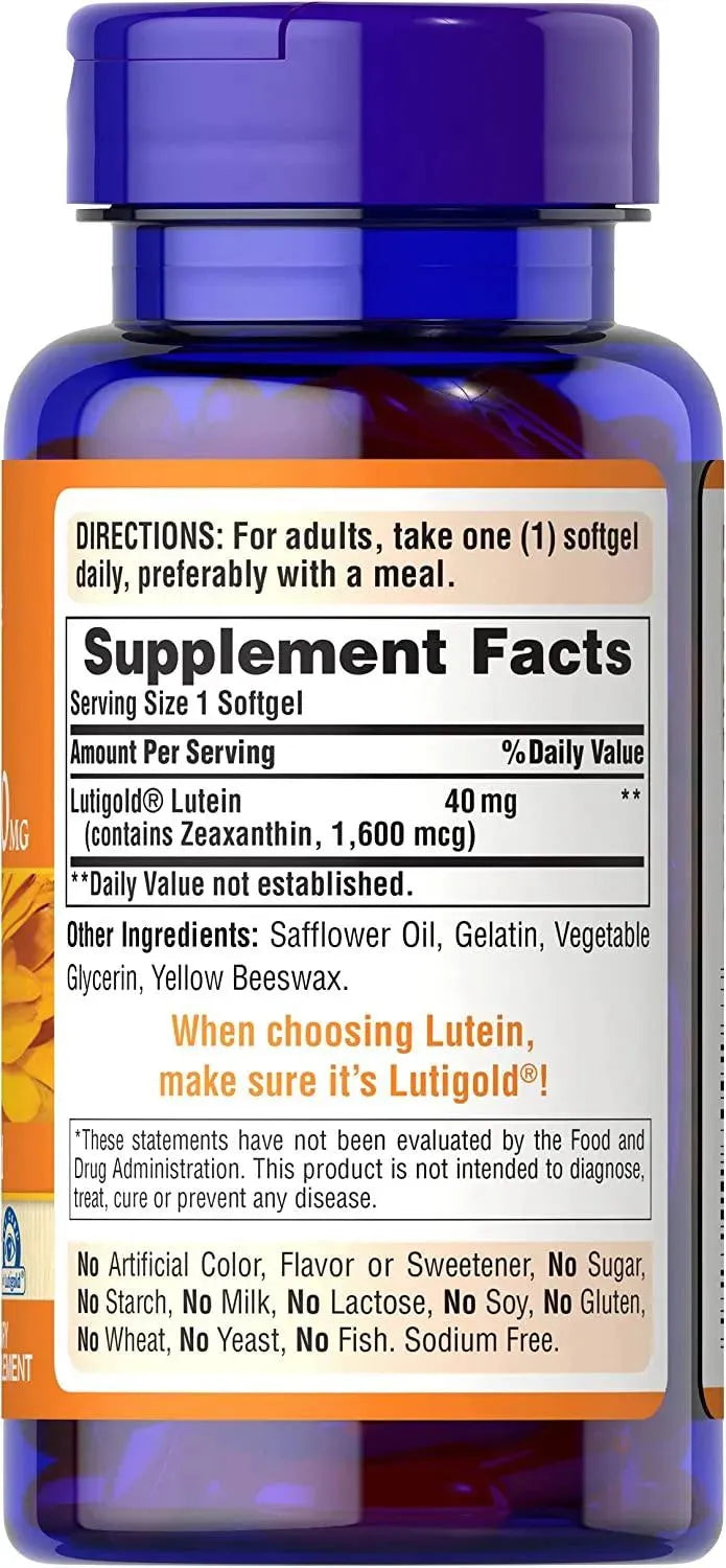 PURITAN'S PRIDE - Puritans Pride Lutein 40Mg. With Zeaxanthin 120 Capsulas - The Red Vitamin MX - Suplementos Alimenticios - {{ shop.shopifyCountryName }}