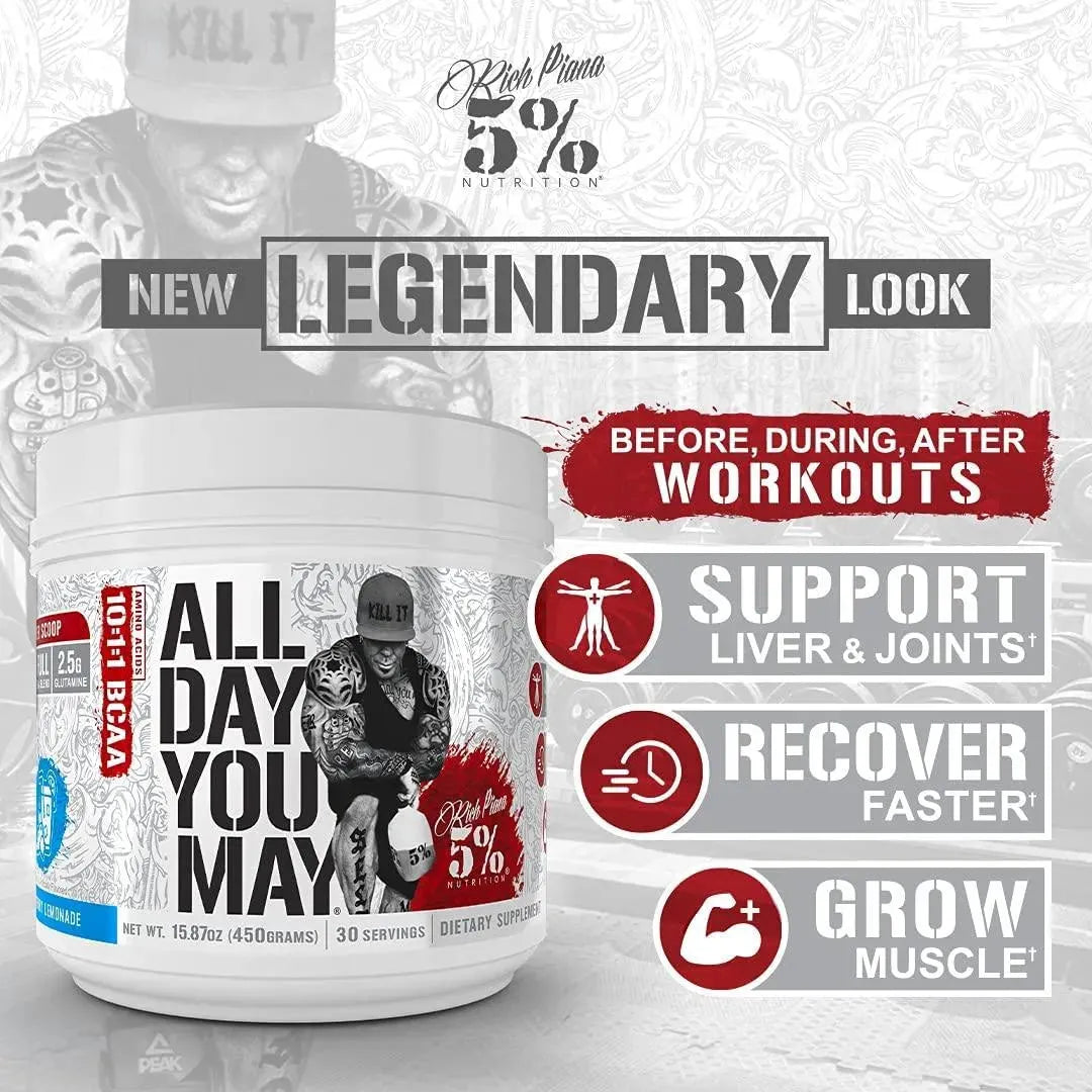 RICH PIANA 5% - Rich Piana 5% Nutrition All Day You May 30 Servicios - The Red Vitamin MX - Suplementos Alimenticios - {{ shop.shopifyCountryName }}