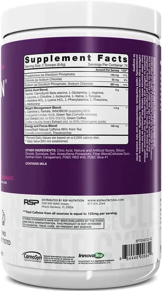 RSP - RSP AminoLean Pre Workout Powder 70 Servicios - The Red Vitamin MX - Suplementos Alimenticios - {{ shop.shopifyCountryName }}