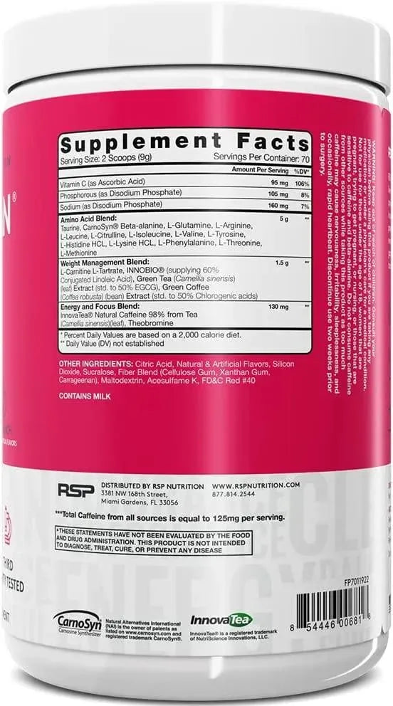 RSP - RSP AminoLean Pre Workout Powder 70 Servicios - The Red Vitamin MX - Suplementos Alimenticios - {{ shop.shopifyCountryName }}