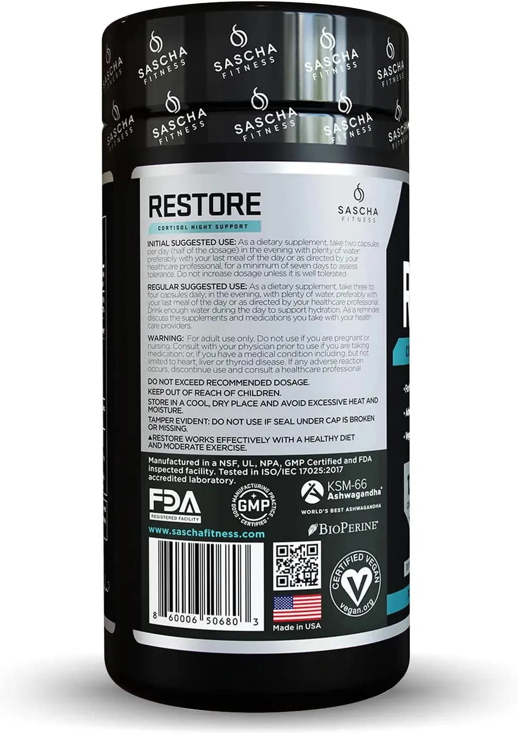 SASCHA FITNESS - Sascha Fitness Restore Cortisol Night Support 120 Capsulas - The Red Vitamin MX - Suplementos Alimenticios - {{ shop.shopifyCountryName }}