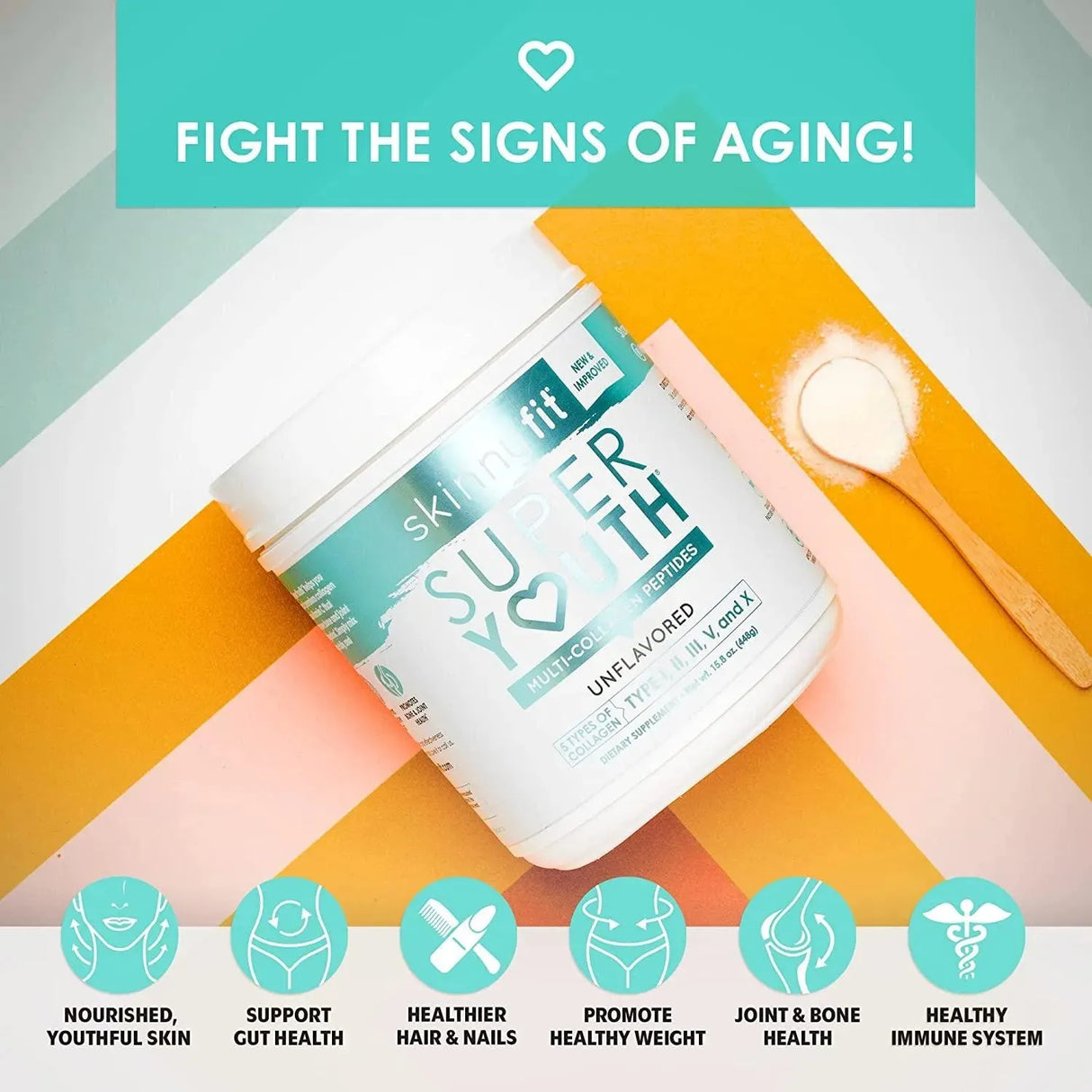 SKINNYFIT - SkinnyFit Super Youth Multi-Collagen Peptides Plus Apple Cider Vinegar, Hyaluronic Acid, & Vitamin C 15.8Oz. - The Red Vitamin MX - Suplementos Alimenticios - {{ shop.shopifyCountryName }}