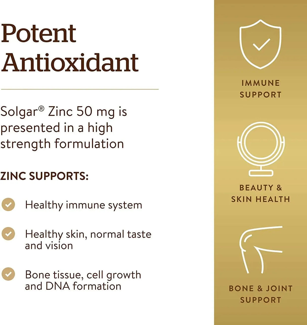 SOLGAR - Solgar Zinc 50Mg. 100 Tabletas - The Red Vitamin MX - Suplementos Alimenticios - {{ shop.shopifyCountryName }}