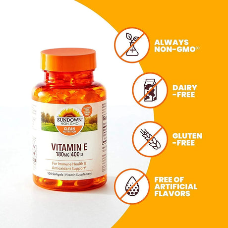 SUNDOWN - Sundown Vitamin E 180Mg. 400IU 100 Capsulas - The Red Vitamin MX - Suplementos Alimenticios - {{ shop.shopifyCountryName }}