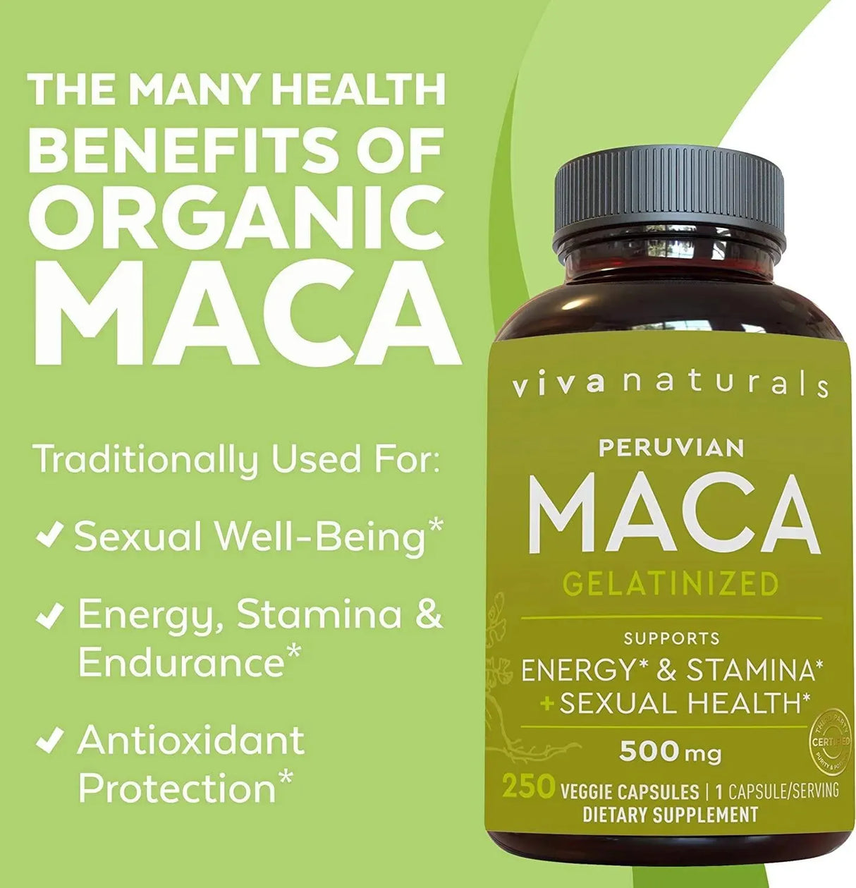 VIVA NATURALS - Viva Naturals Peruvian Maca 500Mg. 250 Capsulas - The Red Vitamin MX - Suplementos Alimenticios - {{ shop.shopifyCountryName }}