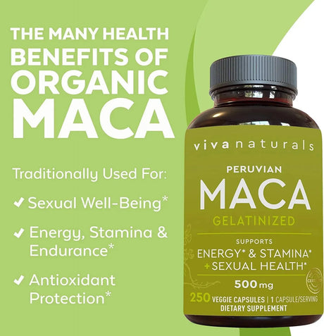 VIVA NATURALS - Viva Naturals Peruvian Maca 500Mg. 250 Capsulas - The Red Vitamin MX - Suplementos Alimenticios - {{ shop.shopifyCountryName }}
