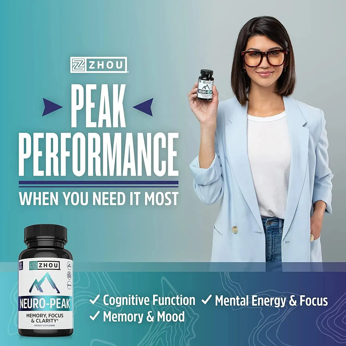 ZHOU - Zhou Neuro Peak Brain Support Supplement 30 Capsulas - The Red Vitamin MX - Suplementos Alimenticios - {{ shop.shopifyCountryName }}
