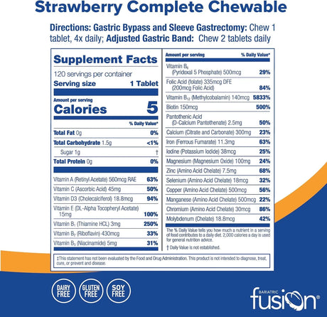 BARIATRIC FUSION - Bariatric Fusion Complete Chewable Bariatric Multivitamin 120 Tabletas Masticables - The Red Vitamin MX - Suplementos Alimenticios - {{ shop.shopifyCountryName }}