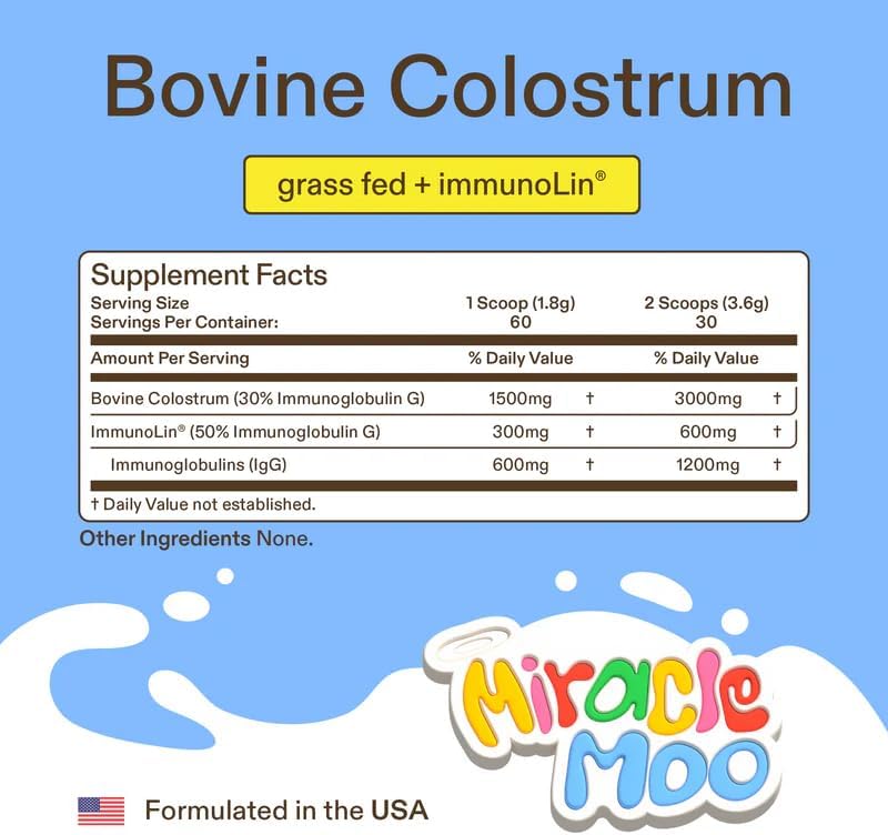Miracle Moo Grass Fed Bovine Colostrum Supplement