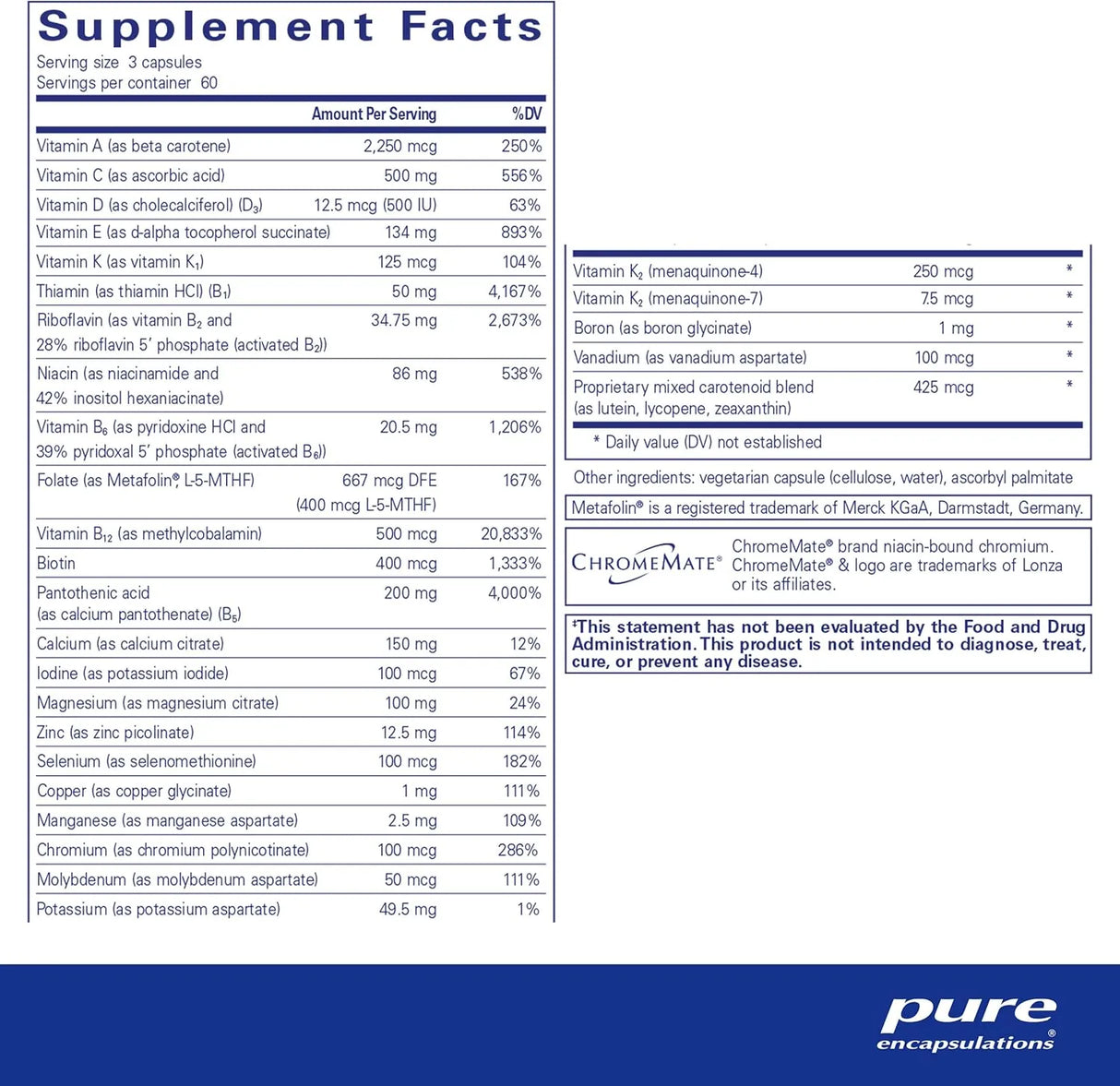 PURE ENCAPSULATIONS - Pure Encapsulations Nutrient 950 with Vitamin K Multivitamin Supplement 180 Capsulas - The Red Vitamin MX - Suplementos Alimenticios - {{ shop.shopifyCountryName }}