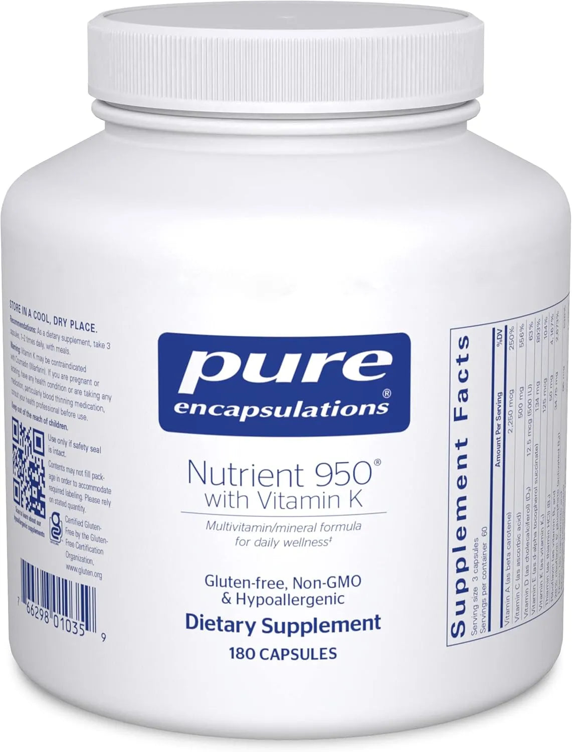 PURE ENCAPSULATIONS - Pure Encapsulations Nutrient 950 with Vitamin K Multivitamin Supplement 180 Capsulas - The Red Vitamin MX - Suplementos Alimenticios - {{ shop.shopifyCountryName }}